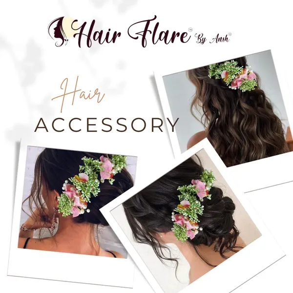 Baby_Pink_Artificial_Flower_With_Leaf_Designed_Bridal_Hair_Claw_Accessories_For_Women_&_Girls