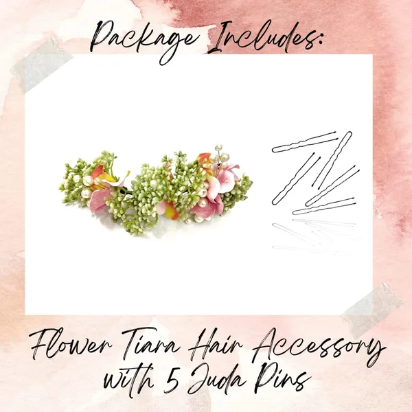 Baby_Pink_Artificial_Flower_With_Leaf_Designed_Bridal_Hair_Claw_Accessories_For_Women_&_Girls