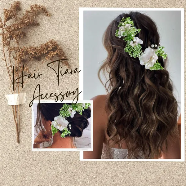 Light_Pink_Artificial_Flower_With_Leaf_Designed_Bridal_Hair_Claw_Accessories_For_Women_&_Girls