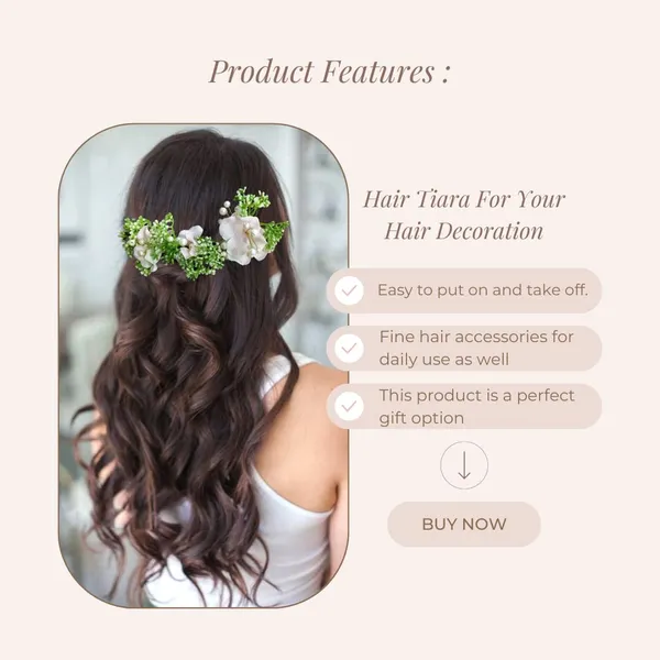 Light_Pink_Artificial_Flower_With_Leaf_Designed_Bridal_Hair_Claw_Accessories_For_Women_&_Girls