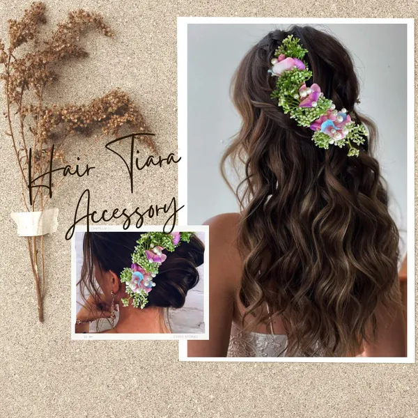 Multicolor_Artificial_Flower_With_Leaf_Designed_Bridal_Hair_Claw_Accessories_For_Women_&_Girls
