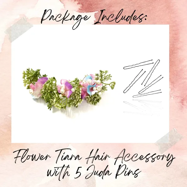 Multicolor_Artificial_Flower_With_Leaf_Designed_Bridal_Hair_Claw_Accessories_For_Women_&_Girls