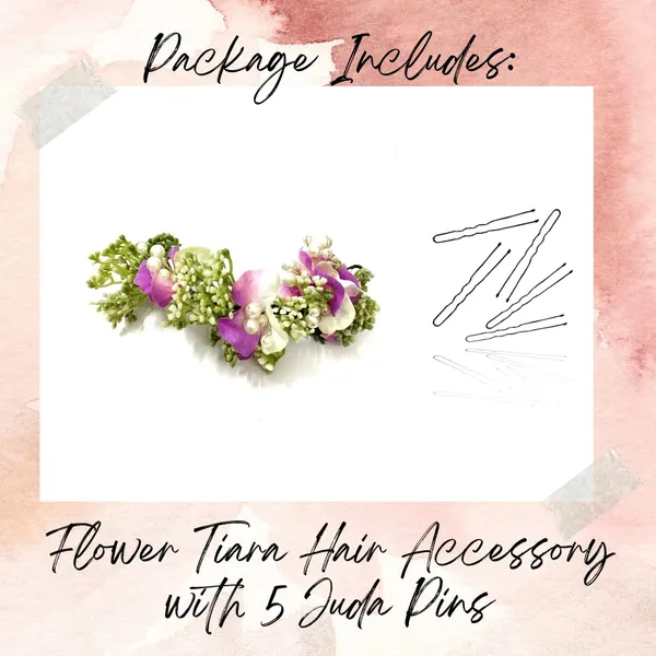 Purple_Artificial_Flower_With_Leaf_Designed_Bridal_Hair_Claw_Accessories_For_Women_&_Girls