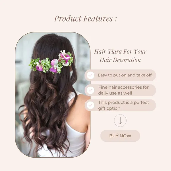 Purple_Artificial_Flower_With_Leaf_Designed_Bridal_Hair_Claw_Accessories_For_Women_&_Girls