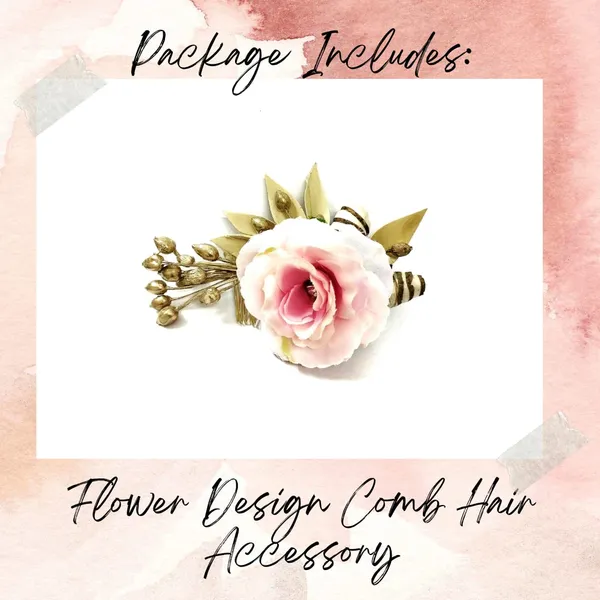 Baby_Pink_Artificial_Single_Rose_Flower_With_Metal_Golden_Leaf_Comb_Slide_Accessories_For_Women_&_Girls