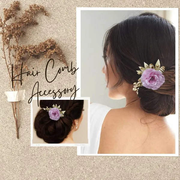 Purple_Artificial_Single_Rose_Flower_With_Metal_Golden_Leaf_Comb_Slide_Accessories_For_Women_&_Girls