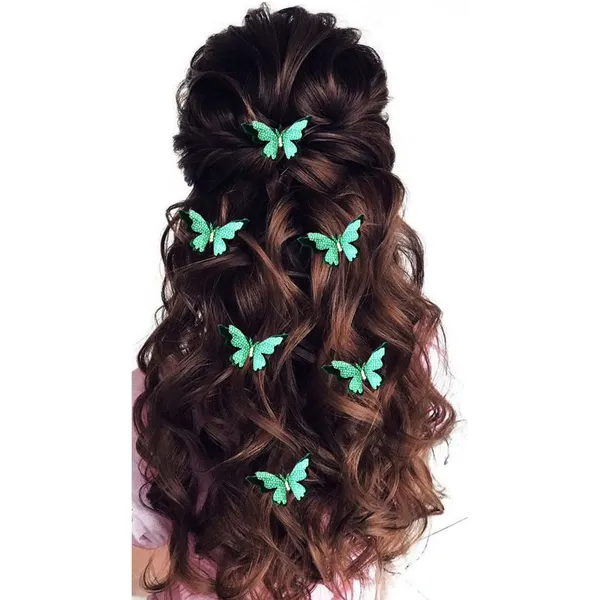 Pack_of_6_Dark_Green_Velvet_Butterfly_Hair_Pin_Accessories