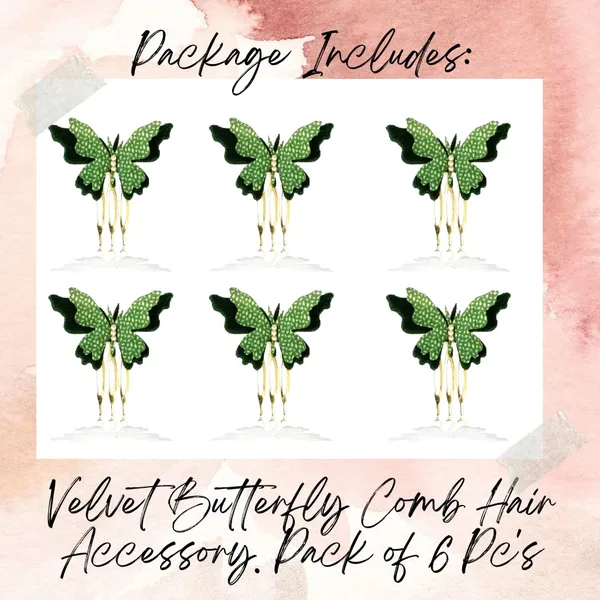 Pack_of_6_Dark_Green_Velvet_Butterfly_Hair_Pin_Accessories