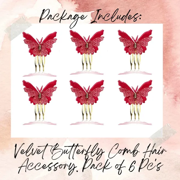 Pack_of_6_Dark_Pink_Velvet_Butterfly_Hair_Pin_Accessories