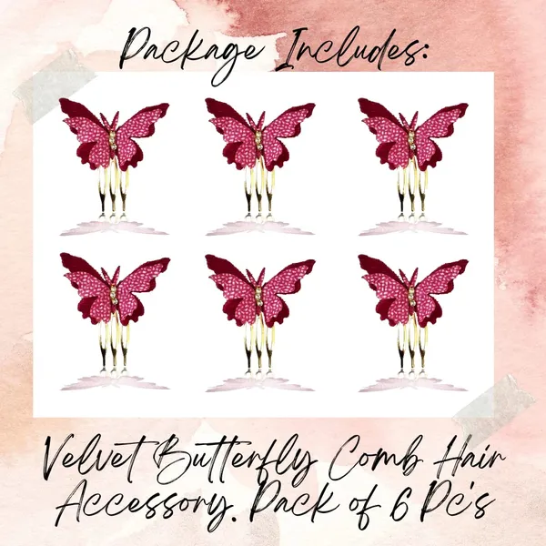 Pack_of_6_Hot_Pink_Velvet_Butterfly_Hair_Pin_Accessories