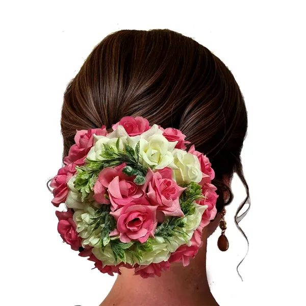 Baby_Pink_Artificial_Plastic_Rounded_Rose_Flower_With_Leaf_Design_Hair_Pin_Accessories_For_Women_&_Girls_(14_X_8_X_1_Cm)