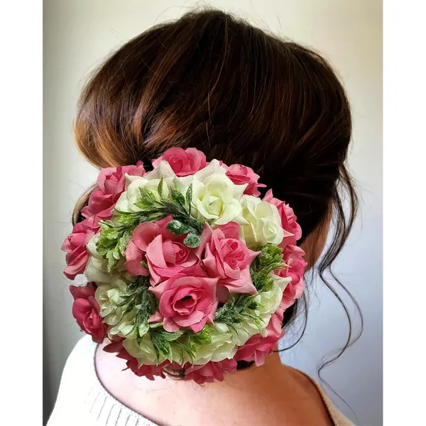 Baby_Pink_Artificial_Plastic_Rounded_Rose_Flower_With_Leaf_Design_Hair_Pin_Accessories_For_Women_&_Girls_(14_X_8_X_1_Cm)
