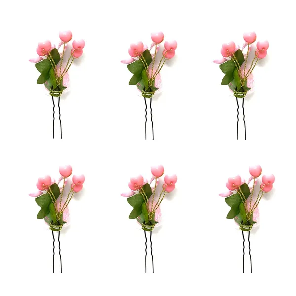 Pack_of_6_Baby_Pink_Artificial_Glossy_Rose_Flower_Design_Rounded_Hair_Pin_For_Women_Pins