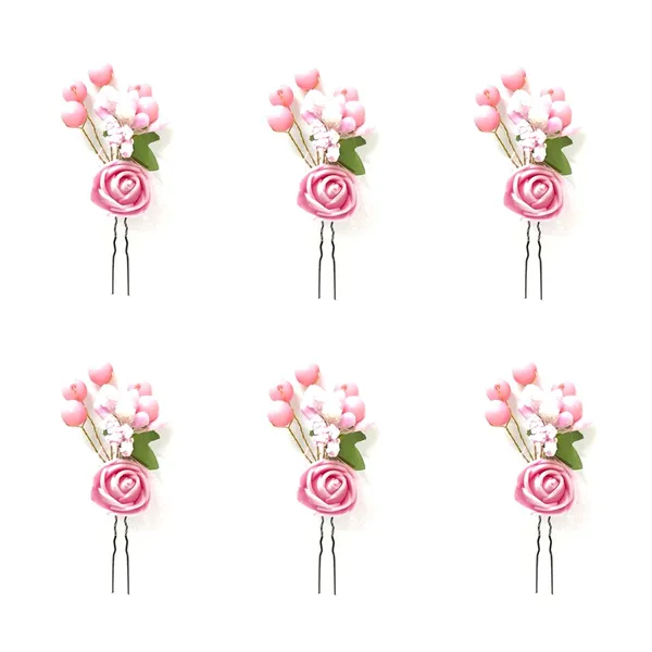 Pack_of_6_Baby_Pink_Artificial_Glossy_Rose_Flower_Design_Rounded_Hair_Pin_For_Women_Pins