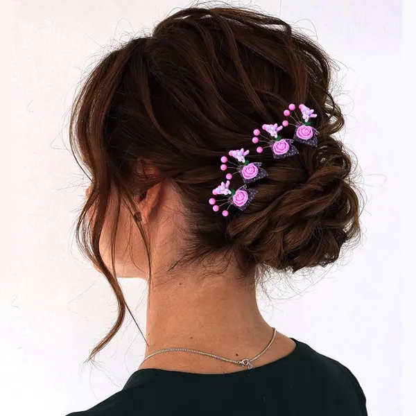 Pack_of_6_Baby_Pink_Artificial_Glossy_Rose_Flower_Design_Rounded_Hair_Pin_For_Women_Pins