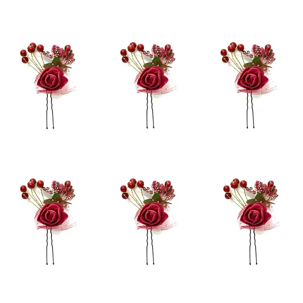 Maroon_Artificial_Glossy_Rose_Flower_Design_Rounded_Hairpin_(14_X_8_X_1_Cm)
