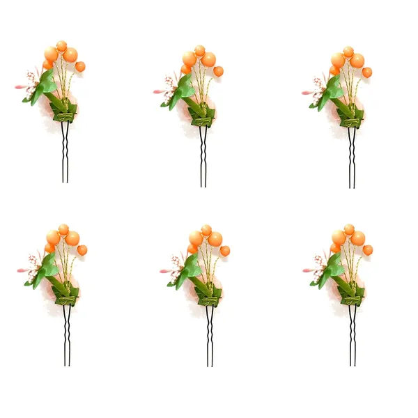 Peach_Artificial_Glossy_Rose_Flower_Design_Rounded_Hairpin_(14_X_8_X_1_Cm)