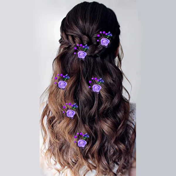 Pack_of_6_Purple_Artificial_Glossy_Rose_Flower_Design_Rounded_Hair_Pin_For_Women_Pins