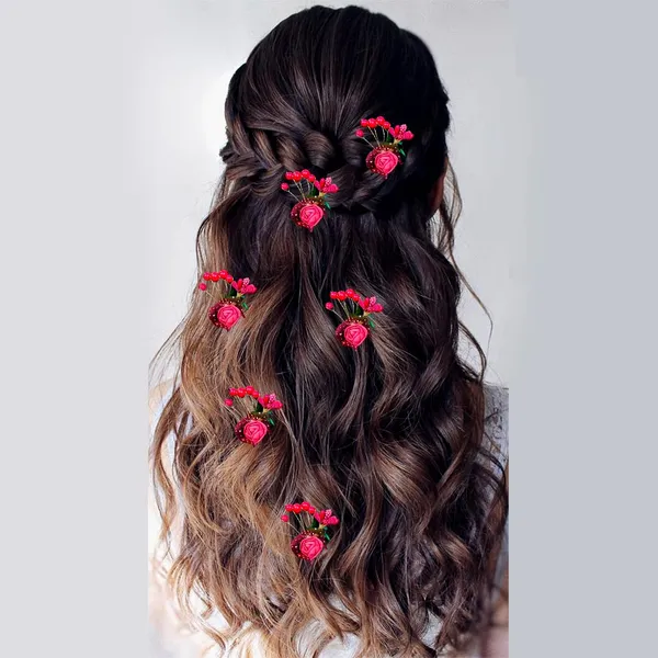 Pack_of_6_Red_Artificial_Glossy_Rose_Flower_Design_Rounded_Hair_Pin_For_Women_Pins