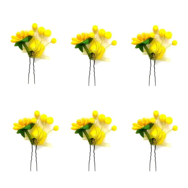 Pack_of_6_Yellow_Artificial_Glossy_Rose_Flower_Design_Rounded_Hair_Pin_For_Women_Pins