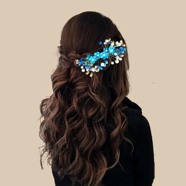 Blue_Floral_Pearl_Design_Comb_Slide_Hairpin_For_Girls_(14_X_8_X_1_Cm)