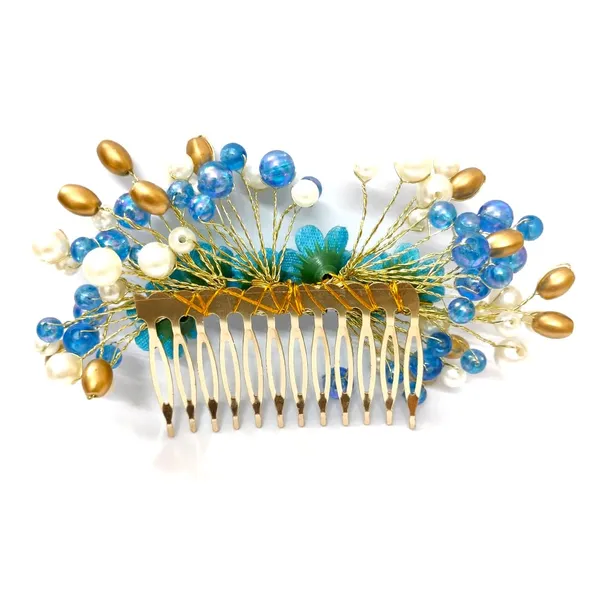 Blue_Floral_Pearl_Design_Comb_Slide_Hairpin_For_Girls_(14_X_8_X_1_Cm)