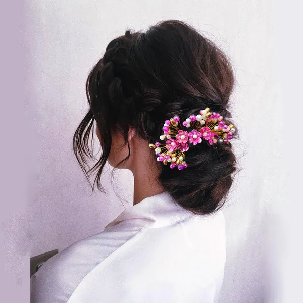 Dark_Pink_Floral_Pearl_Design_Comb_Slide_Hairpin_For_Girls_(14_X_8_X_1_Cm)