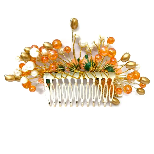 Peach_Floral_Pearl_Design_Comb_Slide_Hairpin_For_Girls_(14_X_8_X_1_Cm)