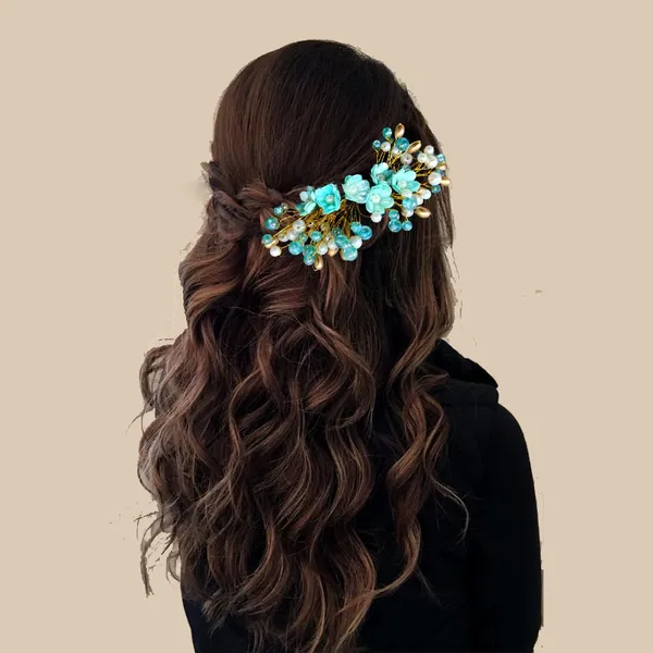 Rama_Green_Floral_Pearl_Design_Comb_Slide_Hairpin_For_Girls_(14_X_8_X_1_Cm)