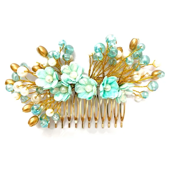 Rama_Green_Floral_Pearl_Design_Comb_Slide_Hairpin_For_Girls_(14_X_8_X_1_Cm)
