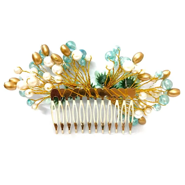 Rama_Green_Floral_Pearl_Design_Comb_Slide_Hairpin_For_Girls_(14_X_8_X_1_Cm)