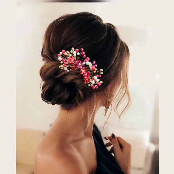Red_Floral_Pearl_Design_Comb_Slide_Hairpin_For_Girls_(14_X_8_X_1_Cm)