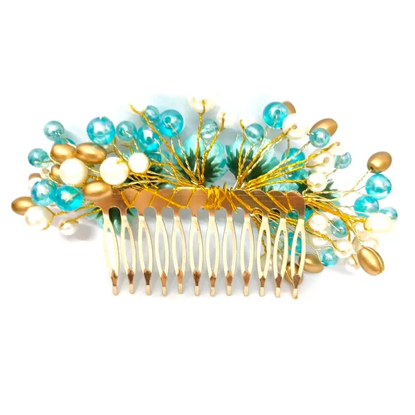 Sky_Blue_Floral_Pearl_Design_Comb_Slide_Hairpin_For_Girls_(14_X_8_X_1_Cm)