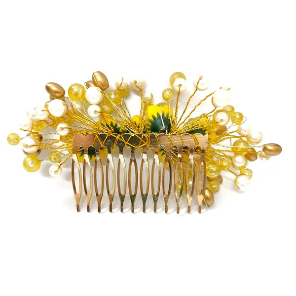 Yellow_Floral_Pearl_Design_Comb_Slide_Hairpin_For_Girls_(14_X_8_X_1_Cm)