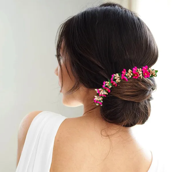 Dark_Pink_Small_Flower_And_Beads_Design_Hairpin_For_Women_And_Girl_(14_X_8_X_1_Cm)