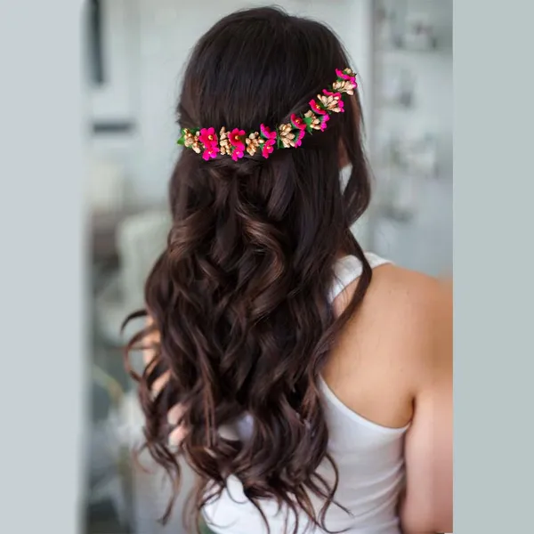 Dark_Pink_Small_Flower_And_Beads_Design_Hairpin_For_Women_And_Girl_(14_X_8_X_1_Cm)