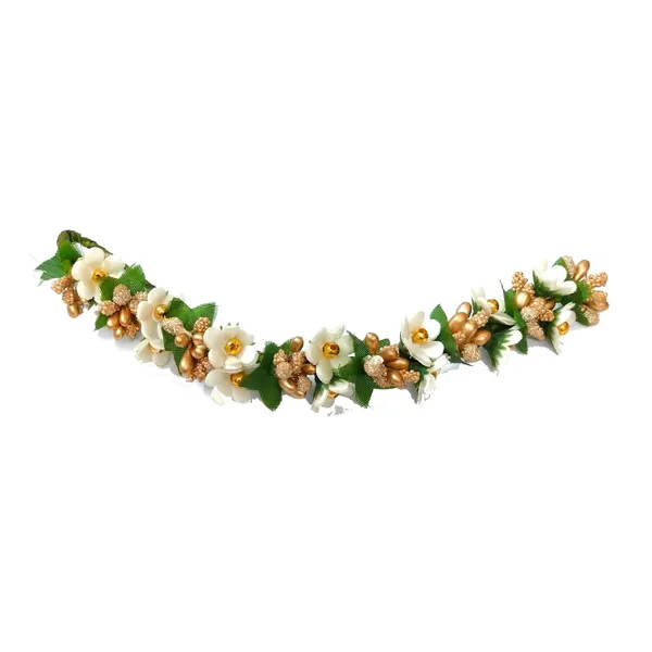 White_Small_Flower_And_Beads_Design_Hairpin_For_Women_And_Girl_(14_X_8_X_1_Cm)