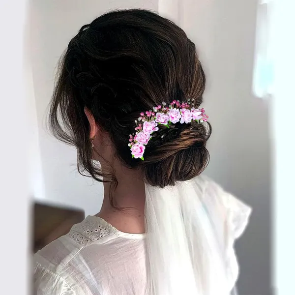 Baby_Pink_Artificial_Plastic_Rounded_Rose_Flower_Design_Hairpin_Accessories_With_Pearl_For_Women_&_Girls_(14_X_8_X_1_Cm)