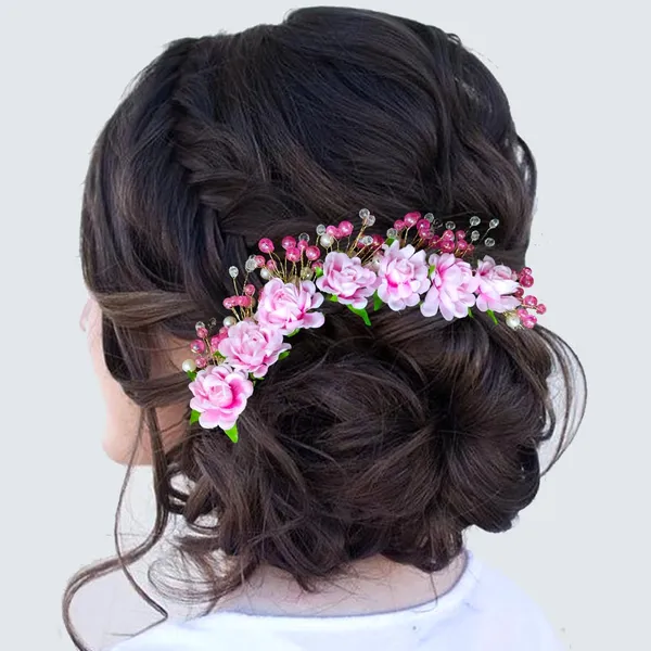 Baby_Pink_Artificial_Plastic_Rounded_Rose_Flower_Design_Hairpin_Accessories_With_Pearl_For_Women_&_Girls_(14_X_8_X_1_Cm)