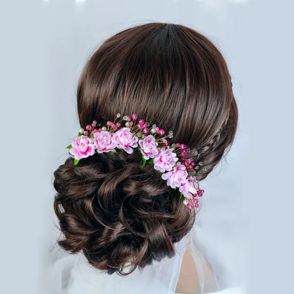 Baby_Pink_Artificial_Plastic_Rounded_Rose_Flower_Design_Hairpin_Accessories_With_Pearl_For_Women_&_Girls_(14_X_8_X_1_Cm)
