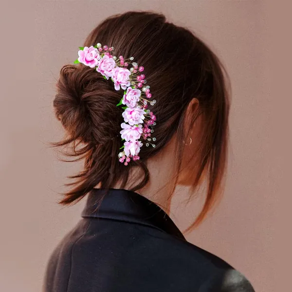 Baby_Pink_Artificial_Plastic_Rounded_Rose_Flower_Design_Hairpin_Accessories_With_Pearl_For_Women_&_Girls_(14_X_8_X_1_Cm)
