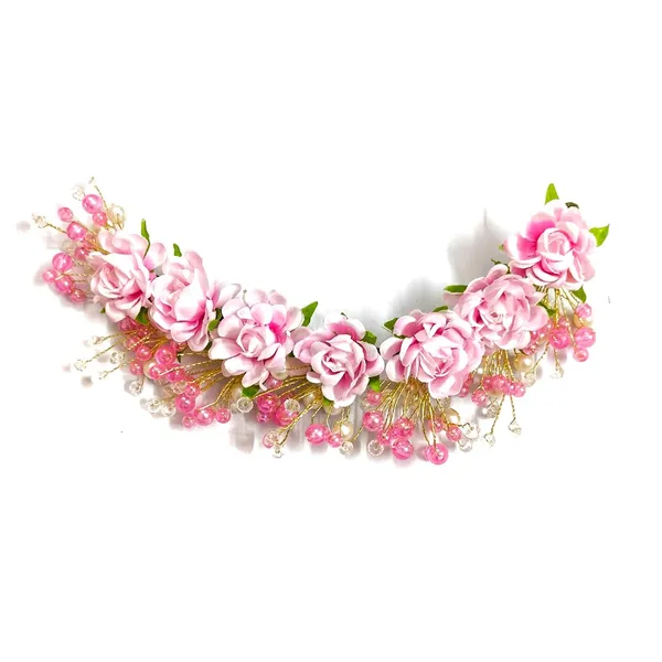 Baby_Pink_Artificial_Plastic_Rounded_Rose_Flower_Design_Hairpin_Accessories_With_Pearl_For_Women_&_Girls_(14_X_8_X_1_Cm)
