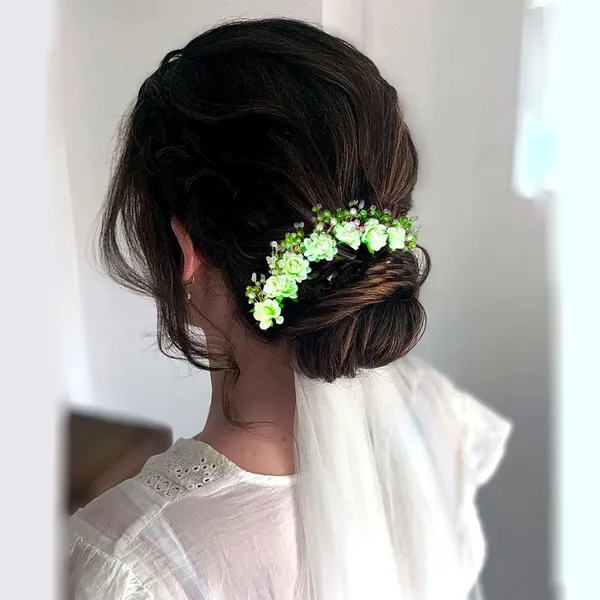 Green_Artificial_Plastic_Rounded_Rose_Flower_Design_Hairpin_Accessories_With_Pearl_For_Women_&_Girls_(14_X_8_X_1_Cm)