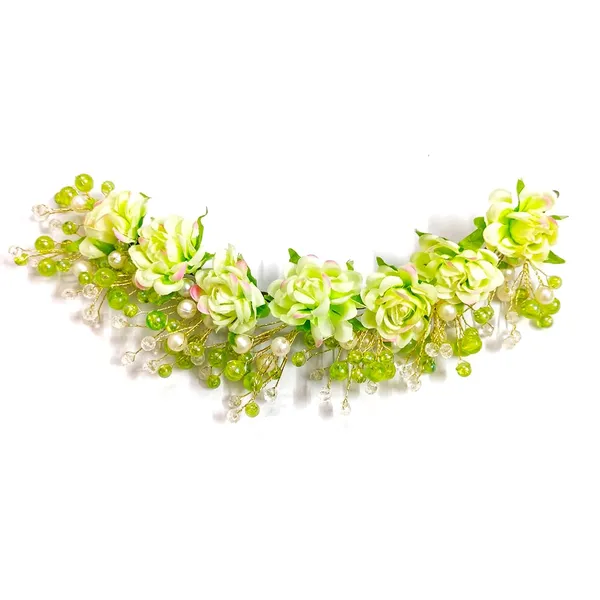 Green_Artificial_Plastic_Rounded_Rose_Flower_Design_Hairpin_Accessories_With_Pearl_For_Women_&_Girls_(14_X_8_X_1_Cm)