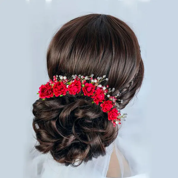 Red_Artificial_Rose_Hair_Vein_With_Pearl_For_Women_&_Girls_(14_X_8_X_1_Cm)