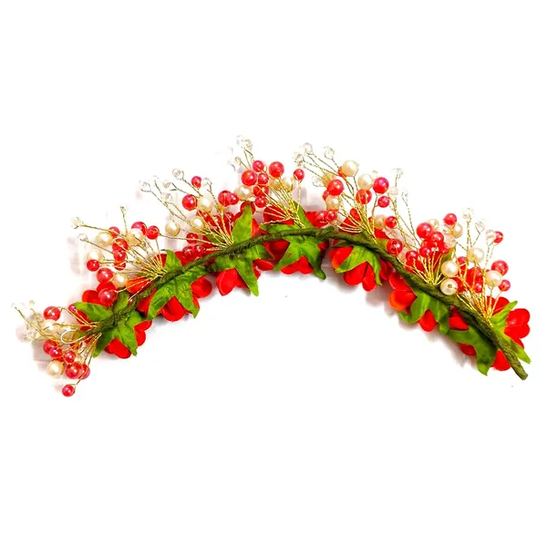 Red_Artificial_Rose_Hair_Vein_With_Pearl_For_Women_&_Girls_(14_X_8_X_1_Cm)