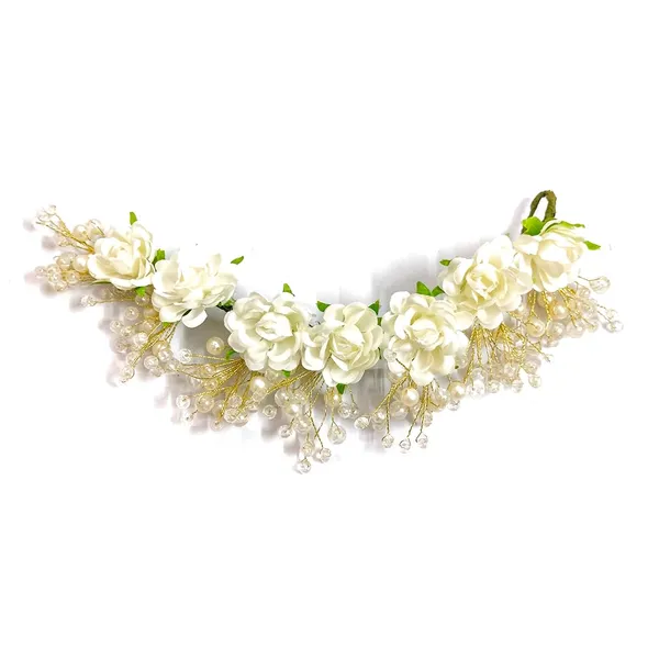 White_Artificial_Rose_Hair_Vein_With_Pearl_For_Women_&_Girls_(14_X_8_X_1_Cm)