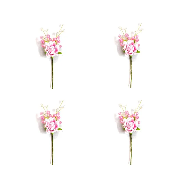 Baby_Pink_Artificial_Plastic_Rounded_Rose_Flower_Design_Hairpin/Accessories_With_Pearl/_Stone_For_Women_&_Girls_(Set_Of_4)_(14_X_8_X_1_Cm)
