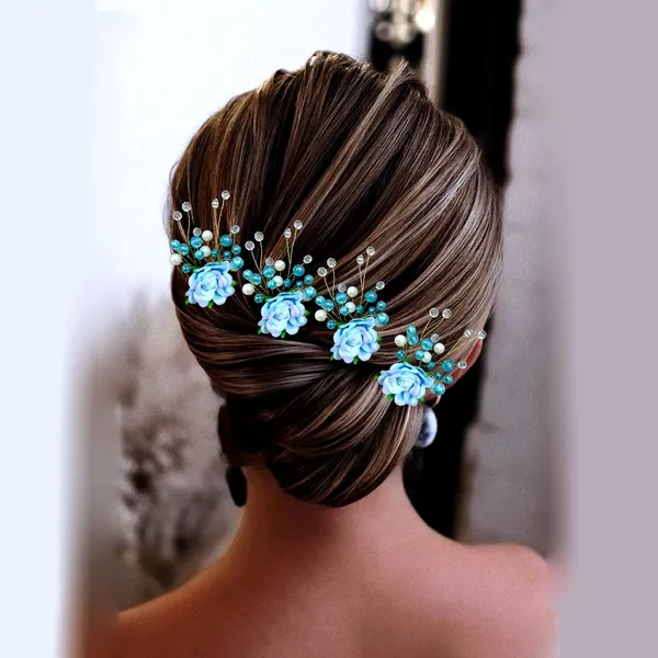 Blue_Artificial_Rose_Flower_And_Pearl_Hair_Pin_Accessories_For_Women_&_Girls_(Set_Of_4)_(14_X_8_X_1_Cm)