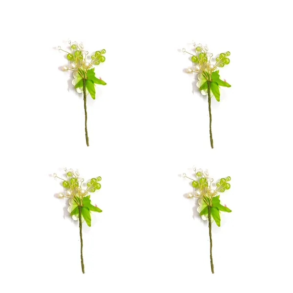 Green_Artificial_Plastic_Rounded_Rose_Flower_Design_Hairpin/Accessories_With_Pearl/_Stone_For_Women_&_Girls_(Set_Of_4)_(14_X_8_X_1_Cm)
